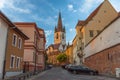 The Sibiu old town with impressive medieval historical buildings.