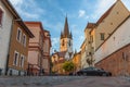 The Sibiu old town with impressive medieval historical buildings.