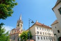 Sibiu old town street, Lutheran cathedral of saint mary in Romania Royalty Free Stock Photo