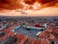 Sibiu Romania aerial view at sunset Royalty Free Stock Photo