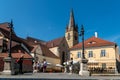 People walking streets of old town in Sibiu, Romania Royalty Free Stock Photo