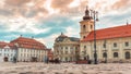 Sibiu, Romania.City Hall and Brukenthal palace. Royalty Free Stock Photo