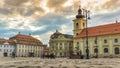 Sibiu, Romania.City Hall and Brukenthal palace in Transylvania. Royalty Free Stock Photo