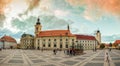 Sibiu, Romania.City Hall and Brukenthal palace in Transylvania. Royalty Free Stock Photo