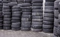 Used tire stacks in Workshop