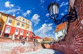 Sibiu, Romania - Historical downtown and Liars Bridge, Transylvania Royalty Free Stock Photo