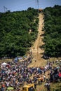 SIBIU, ROMANIA, JULY 16, 2016: Audience at Gusterita Hillclimb in Red Bull ROMANIACS Hard Enduro Rally