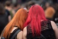 Rocker girls at metal festival Royalty Free Stock Photo