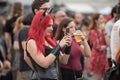 Rocker girls at metal festival Royalty Free Stock Photo