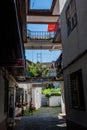 Courtyard of houses on Nicolae Balcescu Street in Old Town of Sibiu