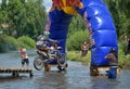 SIBIU, ROMANIA - JULY 16: Unknown competing in Red Bull ROMANIACS Hard Enduro Rally with a KTM 300 motorcycle.