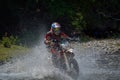 SIBIU, ROMANIA - JULY 16: Unknown competing in Red Bull ROMANIACS Hard Enduro Rally with a KTM 300 motorcycle.