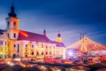 Sibiu, Romania, most famous Christmas Market in Transylvania. Royalty Free Stock Photo