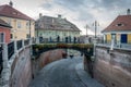 SIBIU, ROMANIA - 30 OCTOBER, 2017: The bridge of lies in the historical center of Sibiu Royalty Free Stock Photo