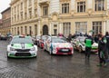 Showing race cars on the square on the Large Square in Sibiu city in Romania