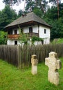 Sibiu in Romania openair museum historical folk building with cross Europe