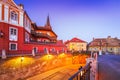 Sibiu, Romania - Travel sight of medieval downtown, Transylvania. Liars Bridge in Small Square Royalty Free Stock Photo