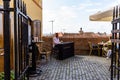 Sibiu, Romania - 2019. Young man playing piano at a local coffee shop in Sibiu Royalty Free Stock Photo