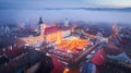 Sibiu, Transylvania - Aerial view of the Christmas, most famous of Romania Royalty Free Stock Photo