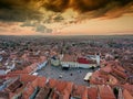 Sibiu Transylvania Romania aerial view at sunset Royalty Free Stock Photo