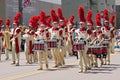 Sibley Band Marches Through Street at Mendota Parade Royalty Free Stock Photo