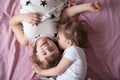 Sibling relationships, children's secrets, hug, close up, domest Royalty Free Stock Photo