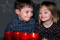 Siblings in advent waiting for christmas