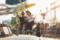 Siblings at an amusement park Royalty Free Stock Photo