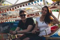 Siblings at an amusement park Royalty Free Stock Photo