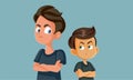 Teenage Boy Fighting with His Little Brother Vector Cartoon Illustration Royalty Free Stock Photo