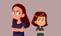 Teenage Girl Fighting with Her Little Sister Vector Cartoon Illustration Royalty Free Stock Photo