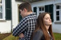 Teenagers, a boy and a girl in conflict