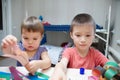 Siblings crafting, children development concept Royalty Free Stock Photo