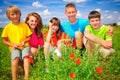Siblings on meadow Royalty Free Stock Photo