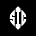 SIC circle letter logo design with circle and ellipse shape. SIC ellipse letters with typographic style. The three initials form a Royalty Free Stock Photo
