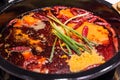 Sichuan boiling hotpot with chili pepper in Chengdu Royalty Free Stock Photo