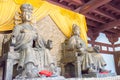 Statues of Empress Wu Zetian and Emperor Gaozong at Huangze Temple. a famous historic site in Guangyuan, Sichuan, China.