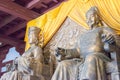 Statues of Empress Wu Zetian and Emperor Gaozong at Huangze Temple. a famous historic site in Guangyuan, Sichuan, China.