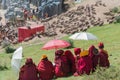 SICHUAN, CHINA - SEP 20 2014: Sky burial site at Larung Gar(Larung Five Sciences Buddhist Academy). a famous Lamasery in Seda, Si