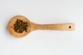 Sichuan green peppercorn in a wood spoon Royalty Free Stock Photo