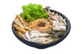 Sichuan Mala Ramen served in dish isolated on plain white background side view Royalty Free Stock Photo