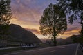 Sichuan Province, China Xinduqiao mountain road Sunset