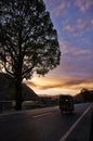 Sichuan Province, China Xinduqiao mountain road Sunset