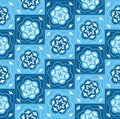 Sicilian Blue Ceramic tile pattern, repeating texture print, background. Vector illustration Royalty Free Stock Photo