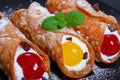 Sicilian Cannoli filling with ricotta cheese Royalty Free Stock Photo