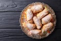 Sicilian cannoli stuffed with ricotta and candied fruits close-up on a plate. horizontal top view Royalty Free Stock Photo
