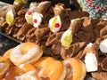 Sicilian cannoli the typical dessert of the Sicily region in southern Italy and the sugary donuts