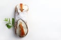 Sicilian Cannolo with ricotta cheese filling. Royalty Free Stock Photo