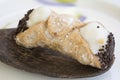 Sicilian cannolo with ricotta cream and chocolate Royalty Free Stock Photo