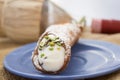 Sicilian cannolo with ricotta cream Royalty Free Stock Photo